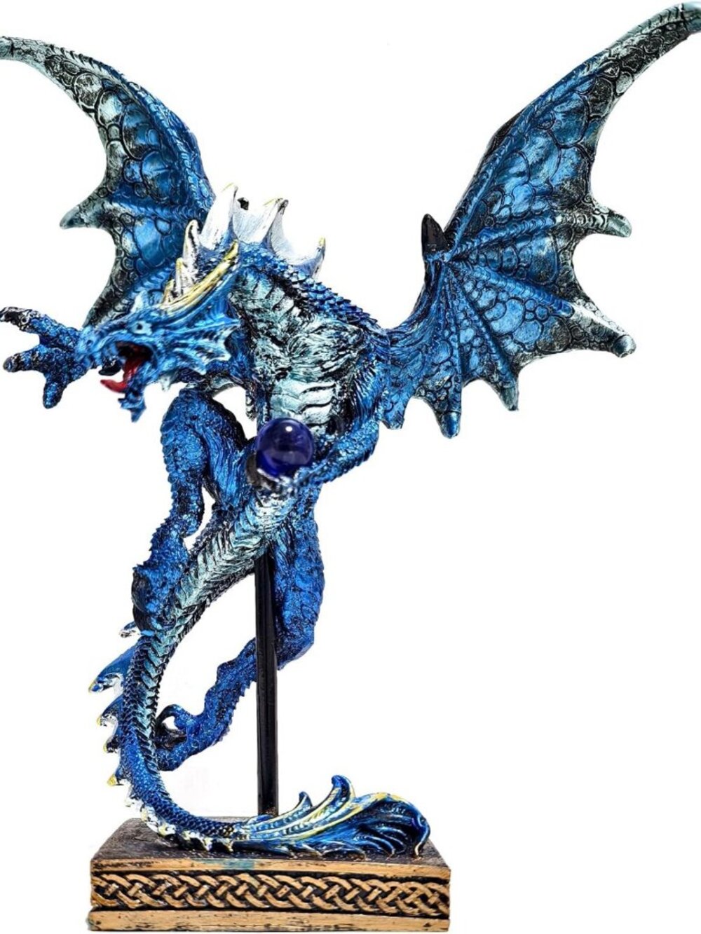 Fantasy Dragon Statue Collectible Figurine - 10.5" Decorative Sculpture for Home